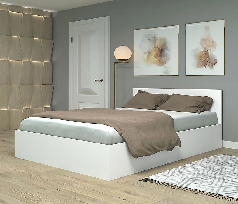 кровать белого цвета Фреш КРФР-3-ПМ-1400 Дизайн-1