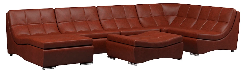 Коричневый модульный диван Монреаль-7 Дизайн 3 кожаный