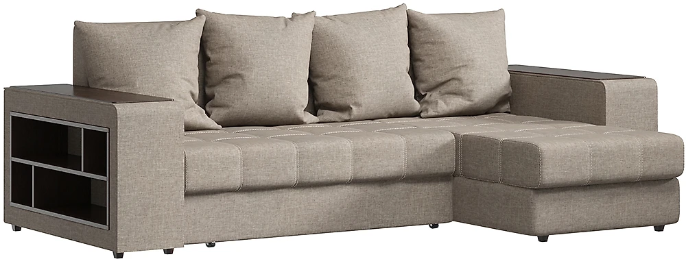 Угловой диван с ящиком в подлокотниках Дубай Крем
