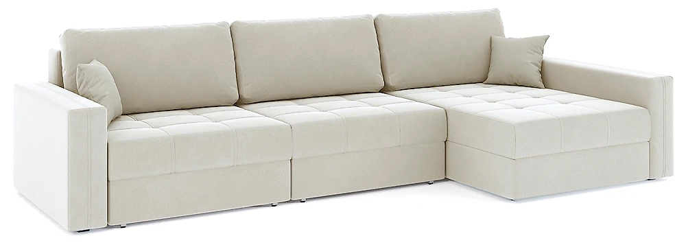 Угловой диван с большим спальным местом Брест-3 Плюш Крем