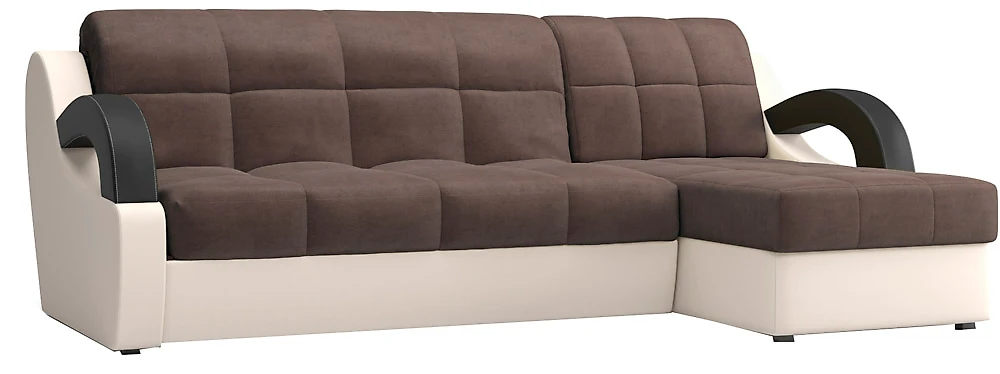Угловой диван на металлическом каркасе Мадрид Плюш Браун