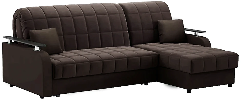 Угловой диван с независимым пружинным блоком Карина Плюш Шоколад