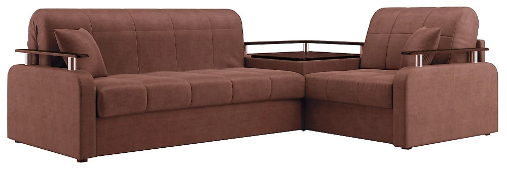 Угловой диван для ежедневного сна Денвер Плюш Браун
