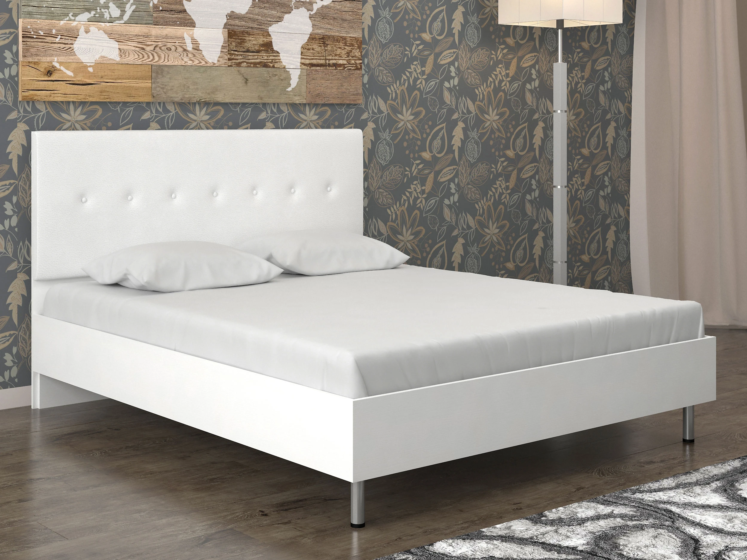 Двуспальная кровать молочный дуб Луиза-3 П Дизайн-2