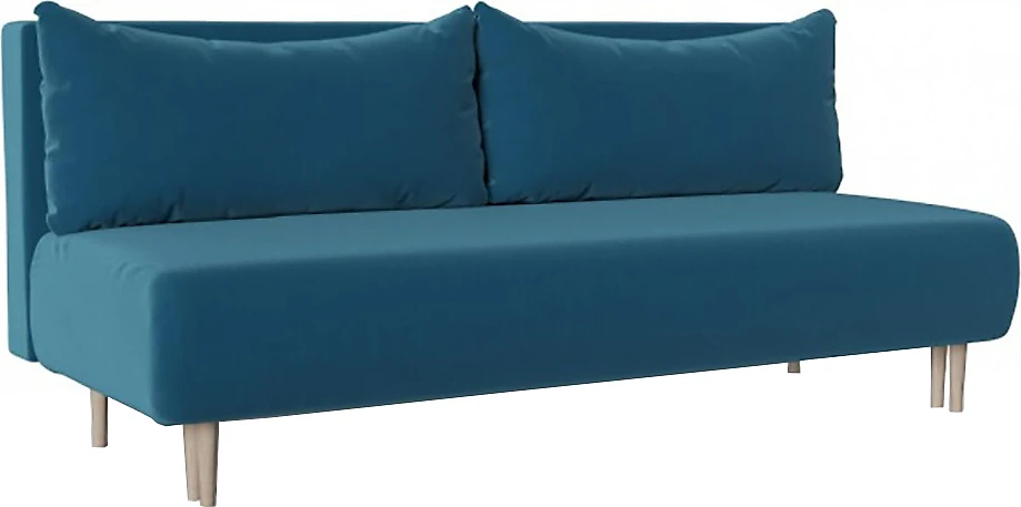 Синий прямой диван Смайл без подлокотников