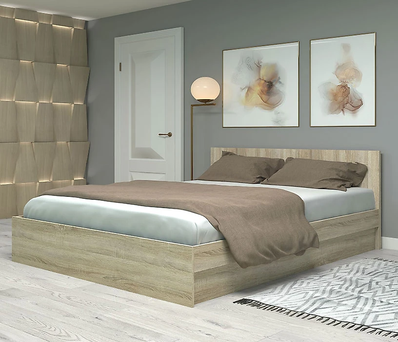 Бежевая двуспальная кровать Фреш КРФР-4-1600 Дизайн-2