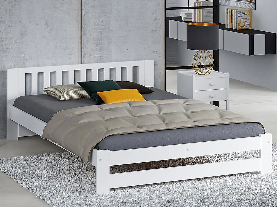кровать белого цвета Цюрих-2 160х200 с матрасом