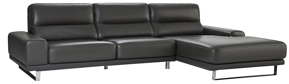 Чёрный модульный диван кожаный Рипозо Блэк