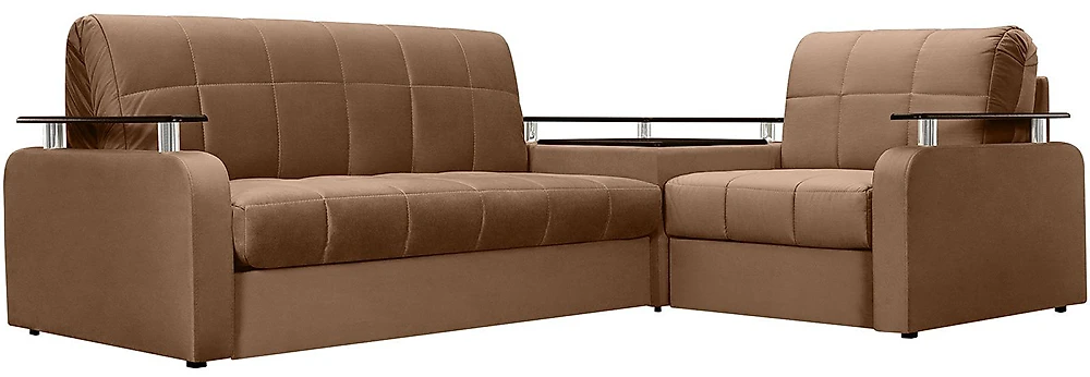 Угловой диван на металлическом каркасе Карина-2 Плюш Шоколад