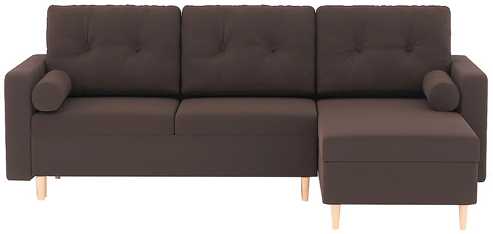 Угловой диван с независимым пружинным блоком Белфаст Плюш Браун
