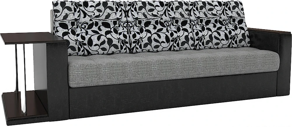 Диван-кровать из рогожки Атланта-Эконом Грей Флауэрс со столиком