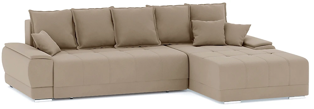 Угловой диван с независимым пружинным блоком Nordviks (Модерн) Плюш Плюш Макс Беж