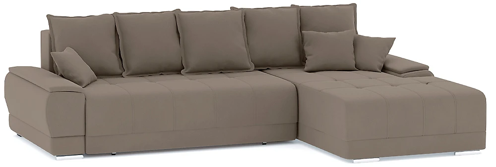 Угловой диван с независимым пружинным блоком Nordviks (Модерн) Плюш Плюш Лайт Браун