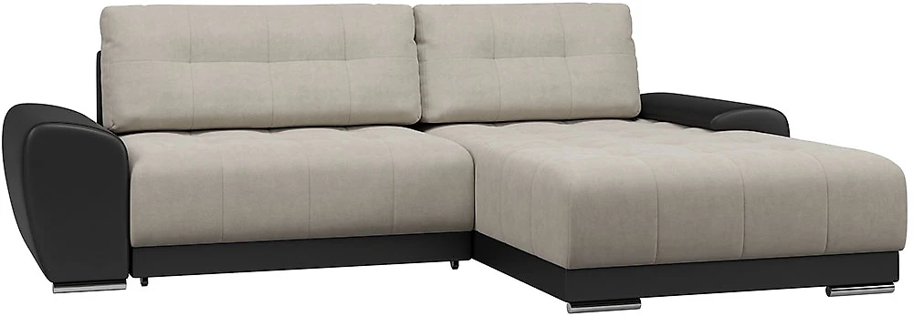 Угловой диван для ежедневного сна Пуэрто Плюш Крем Блэк
