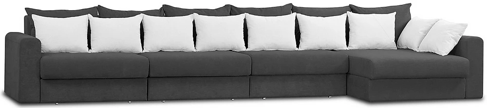 Серый угловой диван Модена-6 Плюш Графит