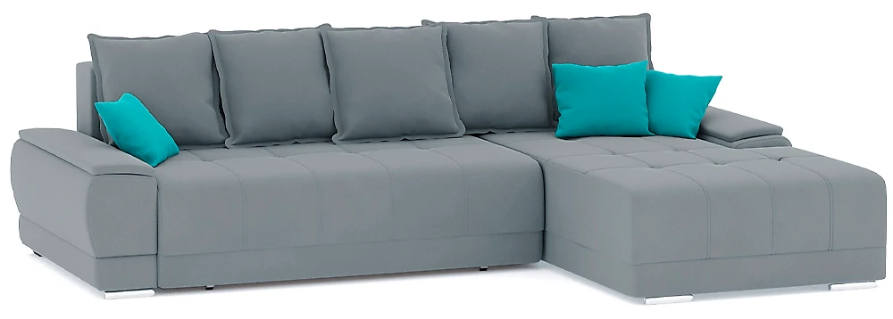 Угловой диван с независимым пружинным блоком Nordviks (Модерн) Плюш Плюш Лайт Грей - Азур