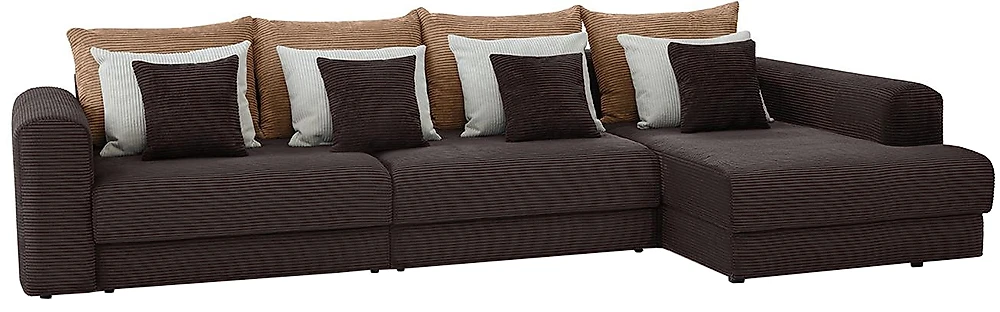 Модульный диван с оттоманкой  Манхеттен Люкс Плюш Браун Макси