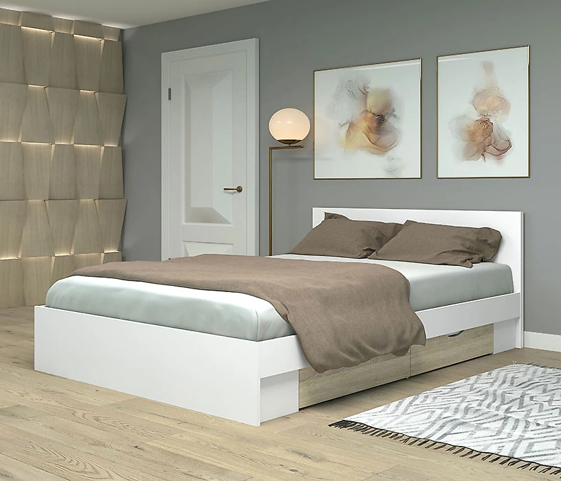 кровать двуспальная с ящиками Фреш КРФР-3-Я-1400 Дизайн-4