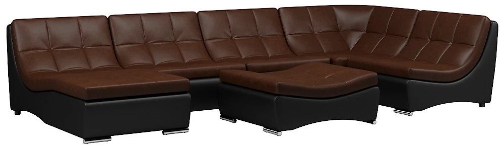 Коричневый модульный диван Монреаль-7 Дизайн 4 кожаный