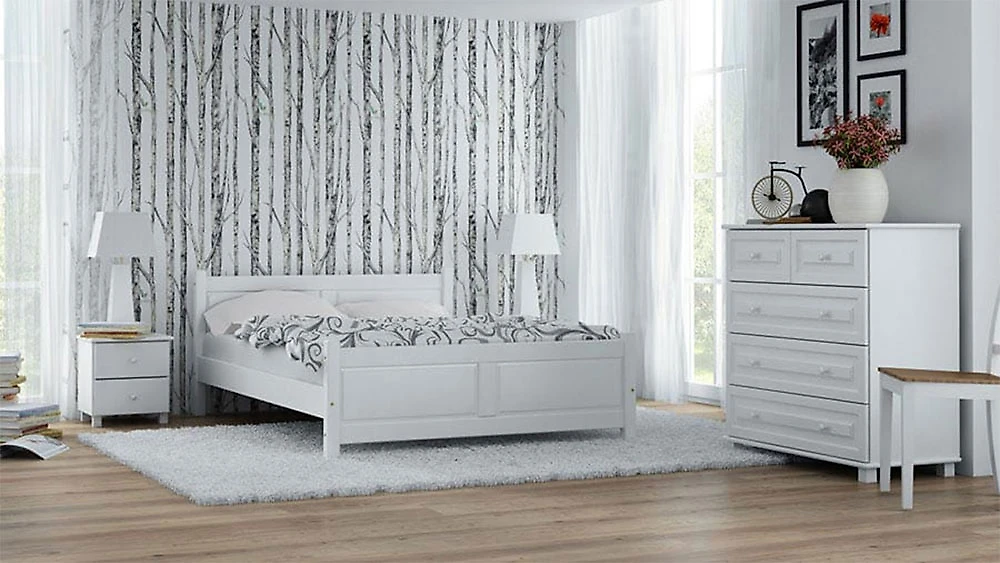 кровать белого цвета Гиза 140х200 (Прованс) с матрасом