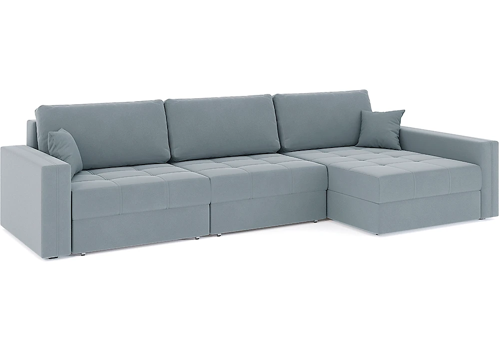 Угловой диван с большим спальным местом Брест-3 Плюш Лайт Грей