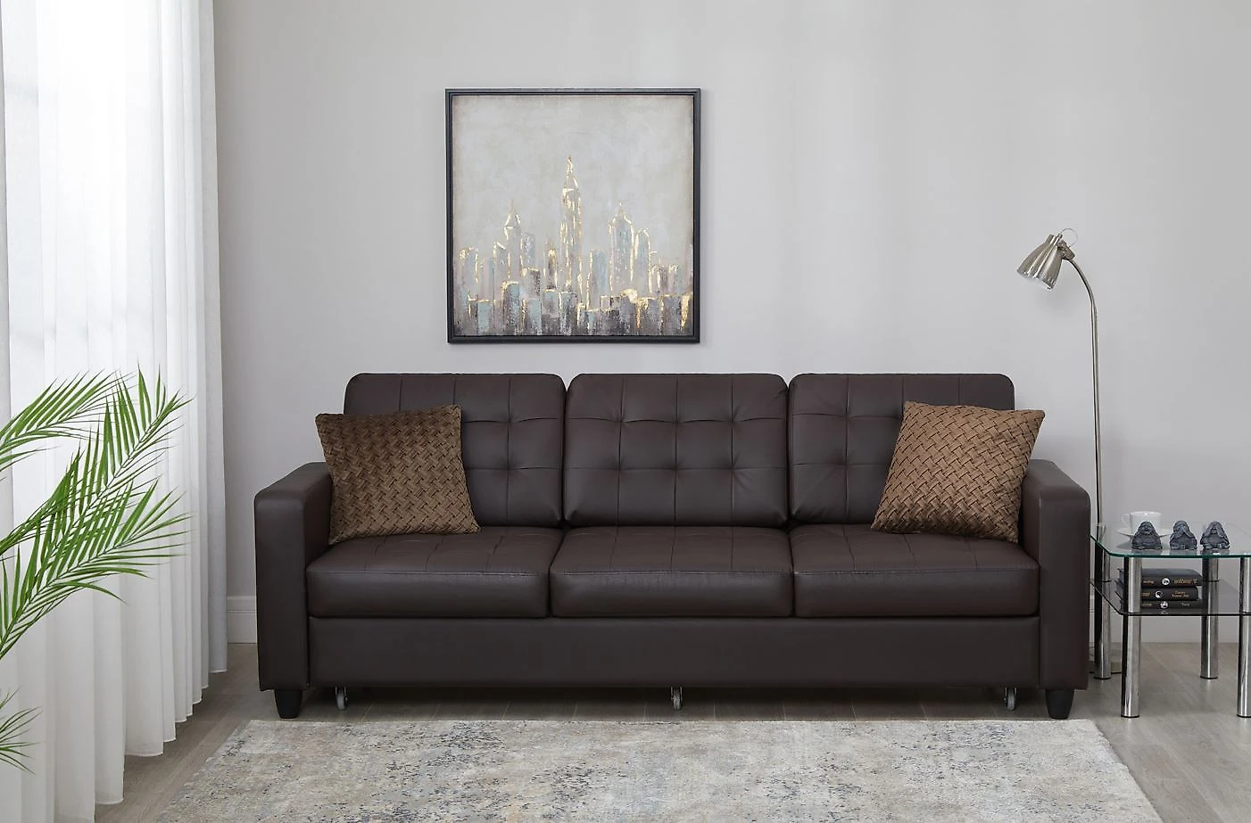 Прямой диван 240 см кожаный Камелот Дизайн 4