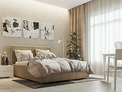 Двуспальная кровать с матрасом в комплекте Афина Люкс Кэмел -160 с матрасом