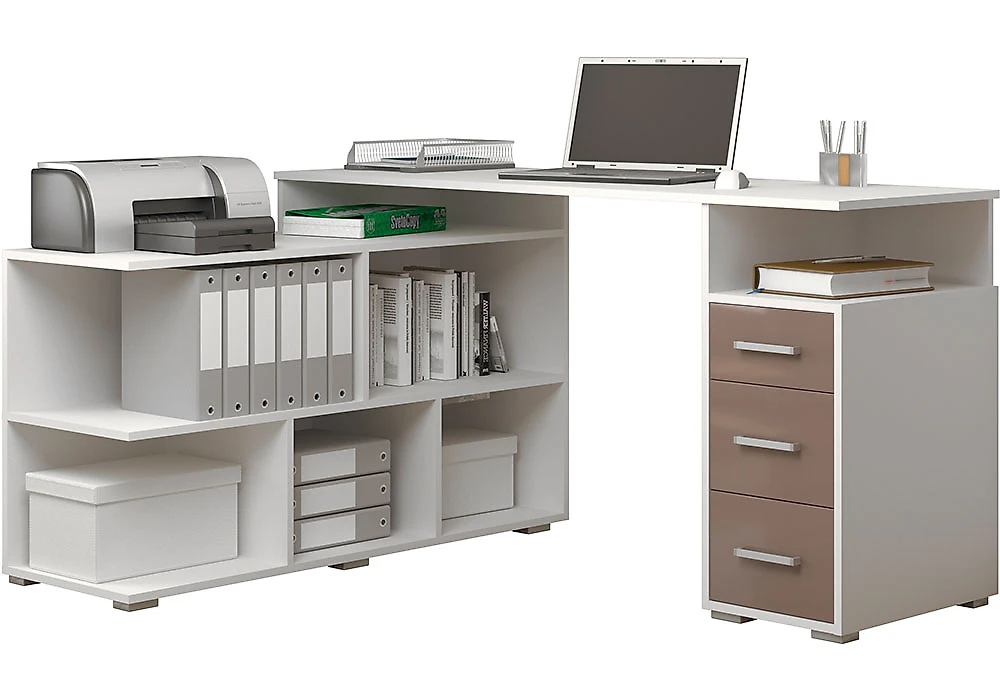 Компьютерный стол с надстройкой и шкафчиками СПУ-9 МДФ Дизайн-1