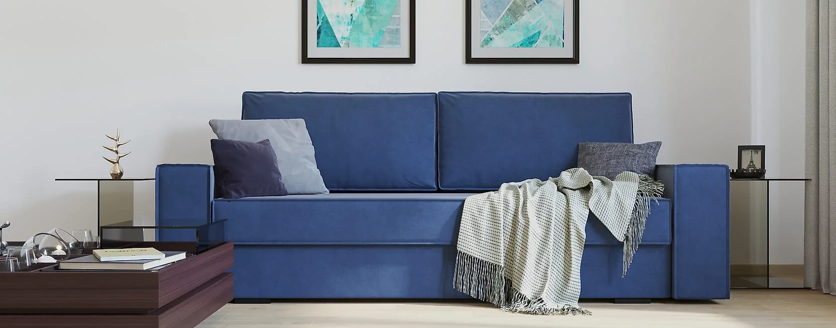 Синий диван Прага Дизайн 1
