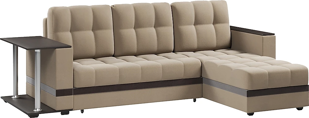 Угловой диван для дачи Атланта Классик Беж со столиком
