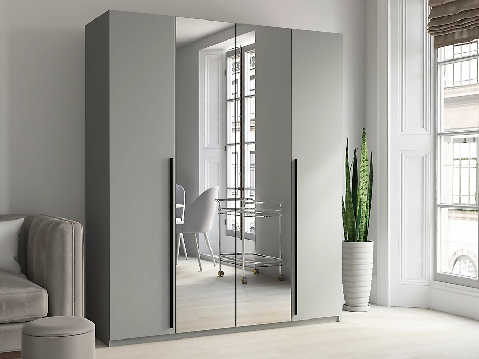 Шкаф распашной 4 дверный Лорена-4.2 М с зеркалами Дизайн 9