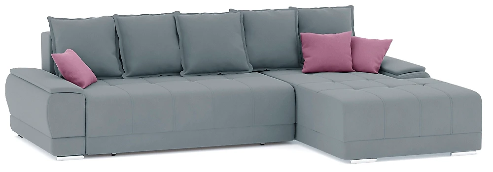 Угловой диван с независимым пружинным блоком Nordviks (Модерн) Плюш Плюш Лайт Грей - Пасти