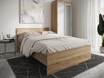 Двуспальная кровать Николь Сонома-160 с матрасом