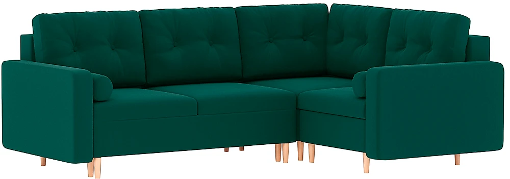 Угловой диван с независимым пружинным блоком Белфаст Плюш Изумруд