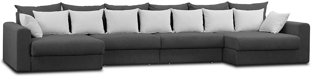 Серый угловой диван Модена-8 Плюш Графит