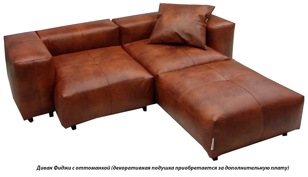 Угловой диван с канапе Фиджи кожаный