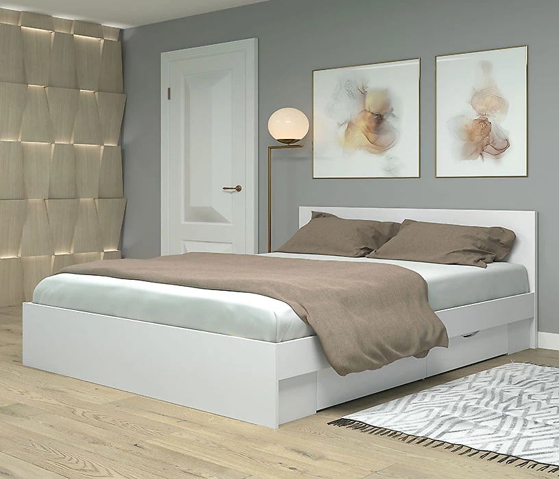двуспальная кровать с ящиками Фреш КРФР-4-Я-1600 Дизайн-1