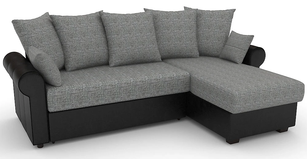 Угловой диван с подлокотниками Рейн-эконом Грей Блэк