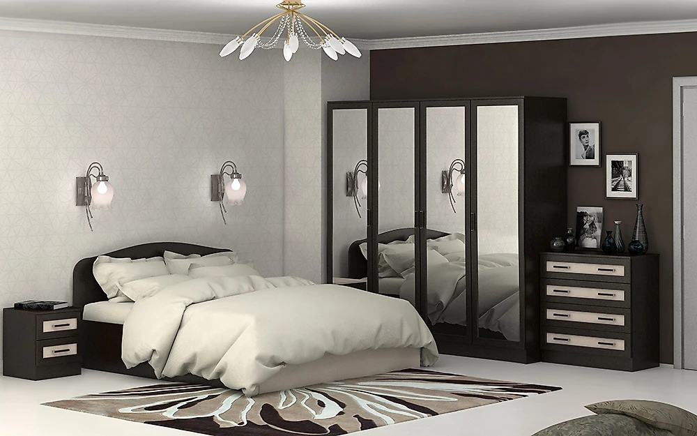 Светлый спальный гарнитур Тавла-4 М Дизайн-1