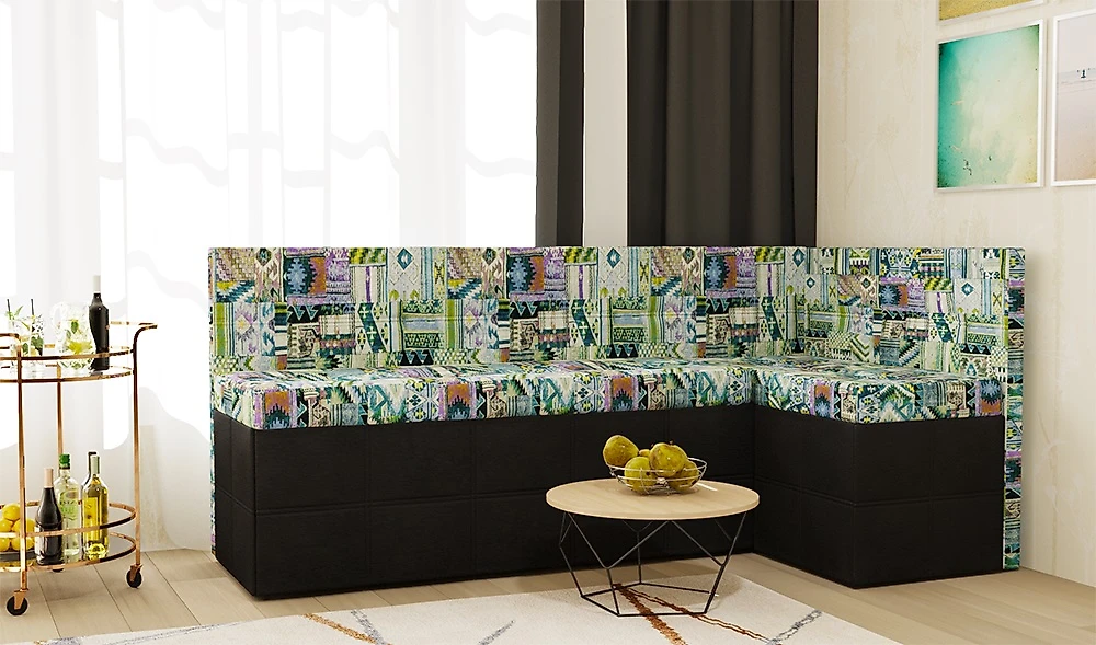 диван для кухни Токио (Домино) Комби Наска Блю угловой