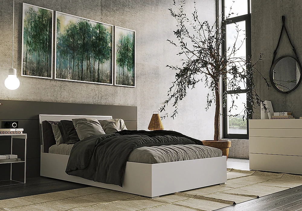 кровать белого цвета Теона - Афина 140х200 с матрасом