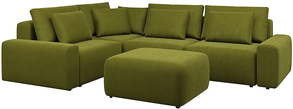 Угловой диван с креслом Гунер-1 Плюш Свамп нераскладной