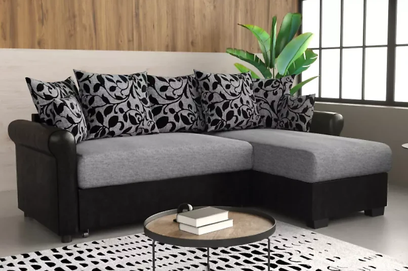 Угловой диван в классическом стиле Рейн-эконом Грей Флауэрс