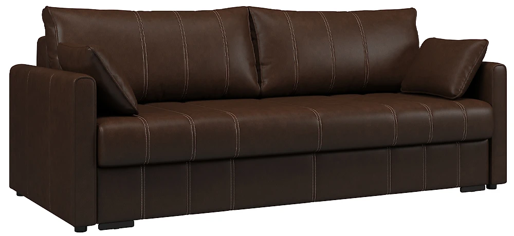 Коричневый прямой диван Риммини Дизайн 1 кожаный