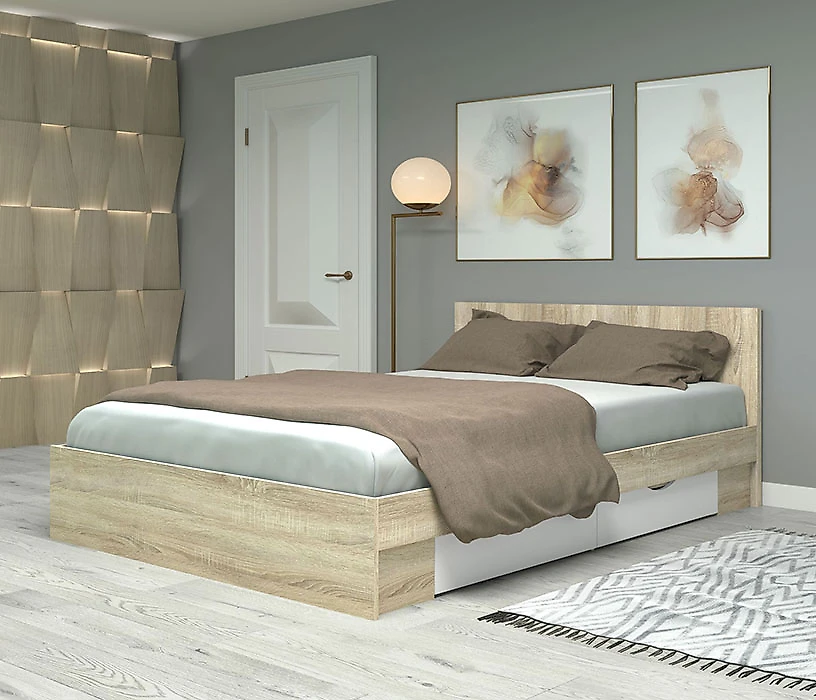двуспальная кровать с ящиками Фреш КРФР-3-Я-1400 Дизайн-3