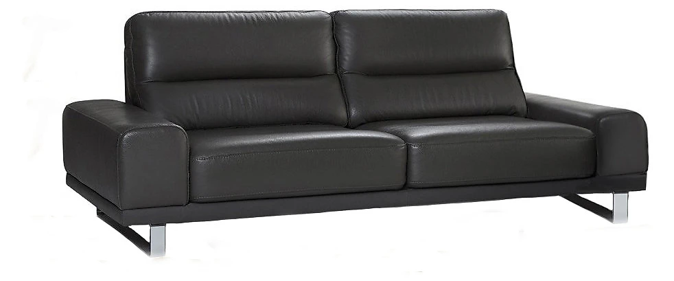 Нераскладной прямой диван кожаный Рипозо Блэк