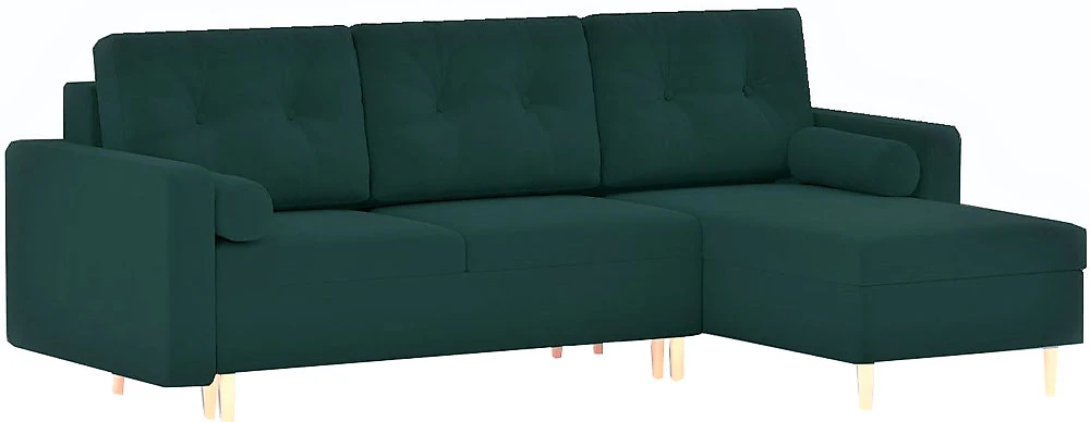 Угловой диван с независимым пружинным блоком Белфаст Плюш Изумруд