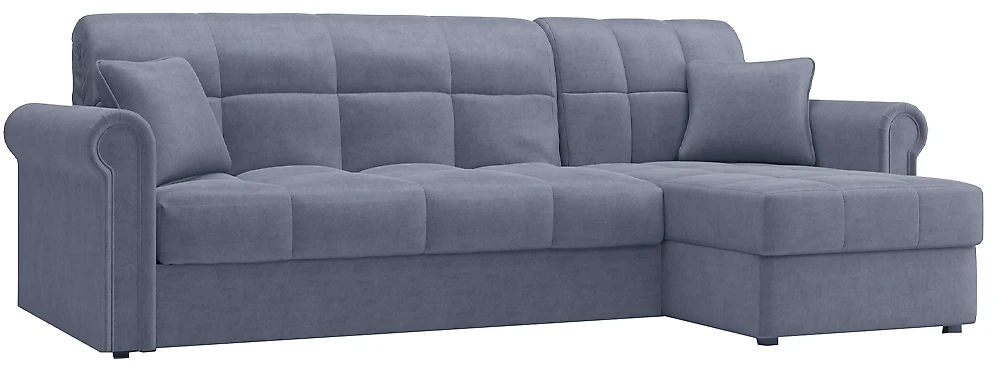 Угловой диван на металлическом каркасе Палермо Плюш Грей