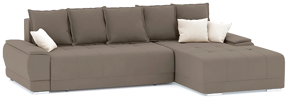 Угловой диван с независимым пружинным блоком Nordviks (Модерн) Плюш Плюш Лайт Браун - Крем