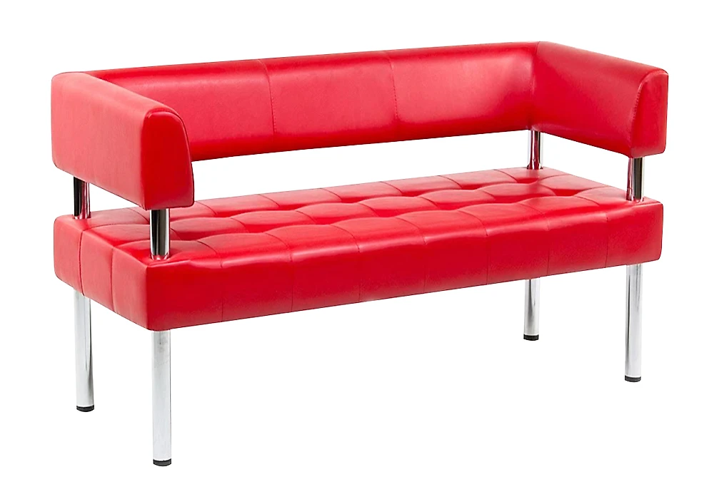 Офисный диван из кожзаменителя Бизнес 162х78 Красный